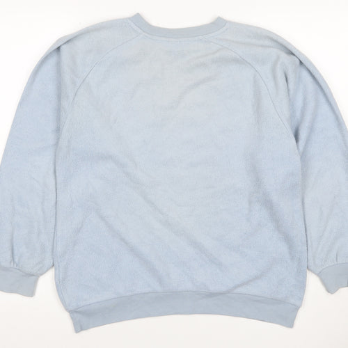 Topshop Women Blue UK 8 Love Embroidered Fleece Pullover Sweatshirt