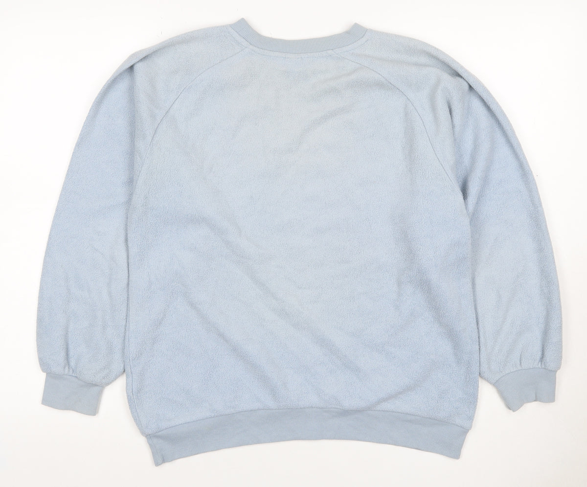 Topshop Women Blue UK 8 Love Embroidered Fleece Pullover Sweatshirt