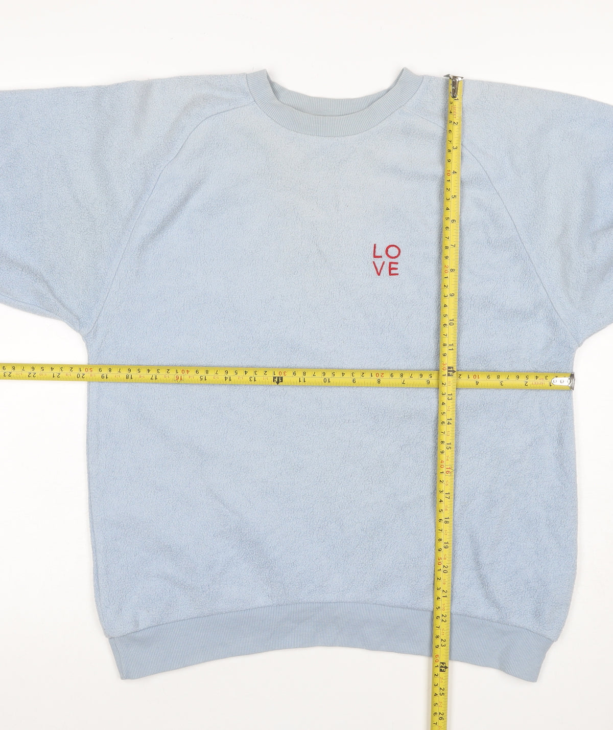 Topshop Women Blue UK 8 Love Embroidered Fleece Pullover Sweatshirt