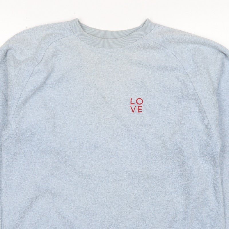 Topshop Women Blue UK 8 Love Embroidered Fleece Pullover Sweatshirt