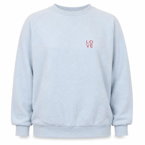 Topshop Women Blue UK 8 Love Embroidered Fleece Pullover Sweatshirt