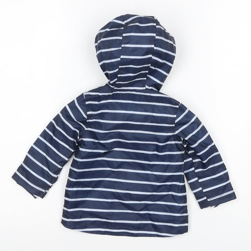 Little Ones Unisex Baby Blue Striped Hooded Rain Jacket 6-9 Months