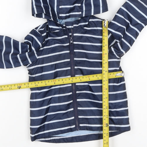 Little Ones Unisex Baby Blue Striped Hooded Rain Jacket 6-9 Months