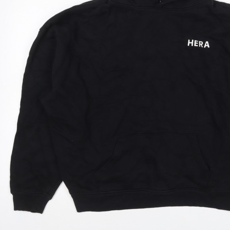 HERA Women’s Black Logo Pullover Hoodie Size L Cotton Blend