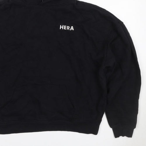 HERA Women’s Black Logo Pullover Hoodie Size L Cotton Blend