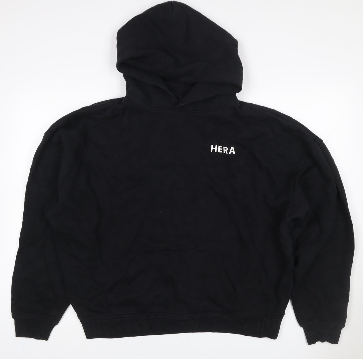 HERA Women’s Black Logo Pullover Hoodie Size L Cotton Blend