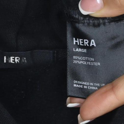 HERA Women’s Black Logo Pullover Hoodie Size L Cotton Blend