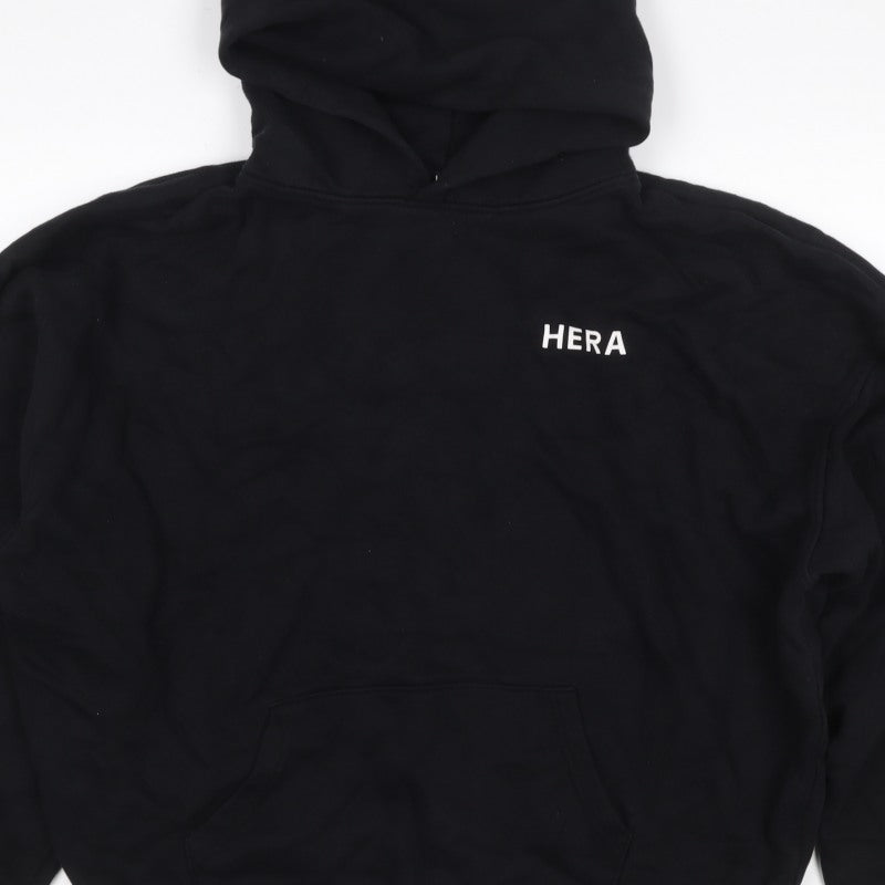 HERA Women’s Black Logo Pullover Hoodie Size L Cotton Blend