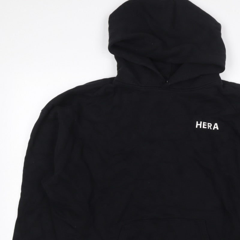 HERA Women’s Black Logo Pullover Hoodie Size L Cotton Blend