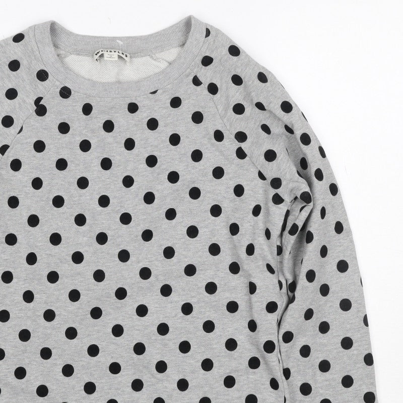 Whistles Women’s Grey Black Polka Dot XS Pullover Sweatshirt