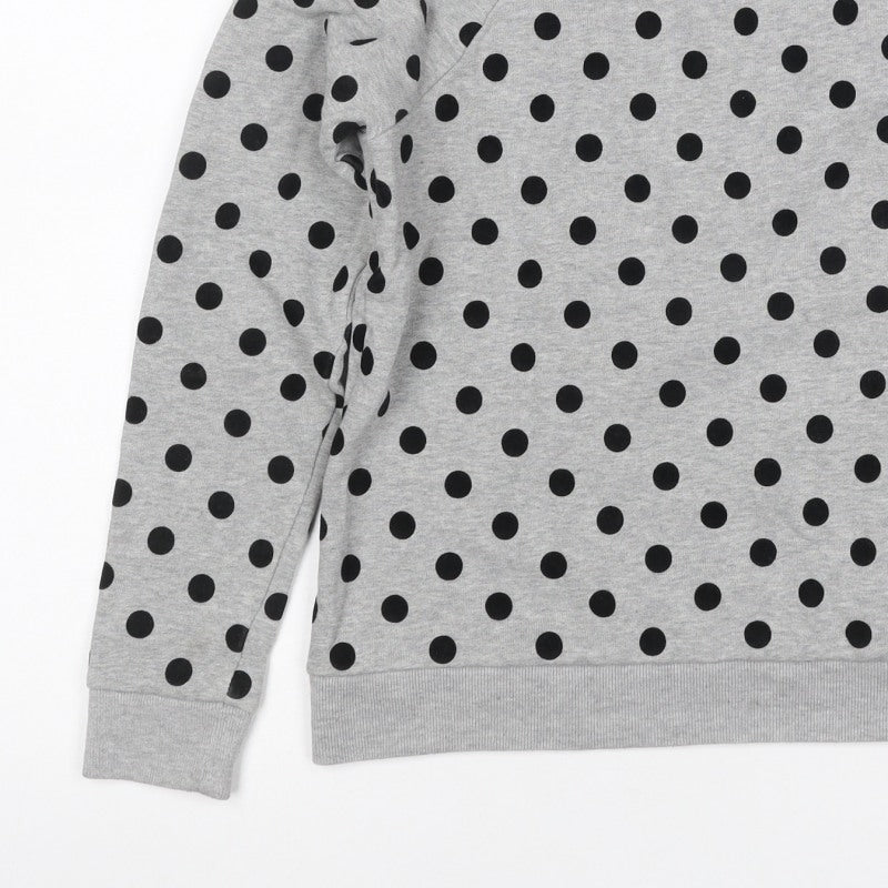 Whistles Women’s Grey Black Polka Dot XS Pullover Sweatshirt