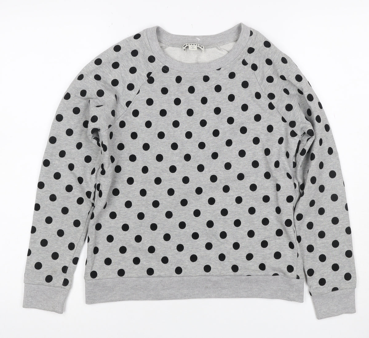 Whistles Women’s Grey Black Polka Dot XS Pullover Sweatshirt