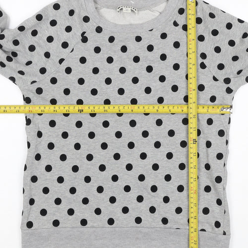 Whistles Women’s Grey Black Polka Dot XS Pullover Sweatshirt