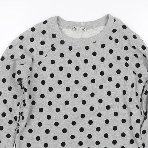 Whistles Women’s Grey Black Polka Dot XS Pullover Sweatshirt