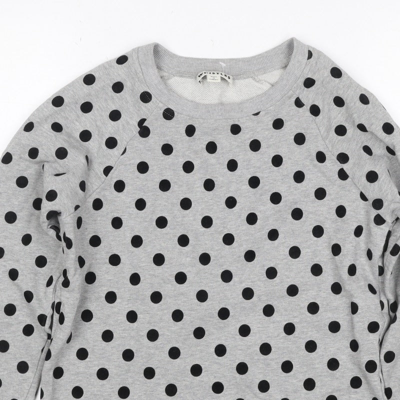 Whistles Women’s Grey Black Polka Dot XS Pullover Sweatshirt