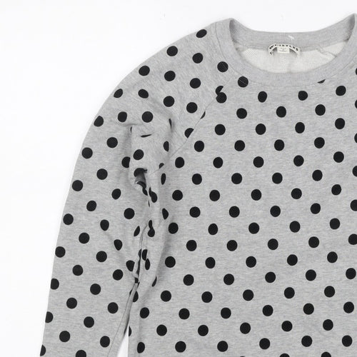 Whistles Women’s Grey Black Polka Dot XS Pullover Sweatshirt