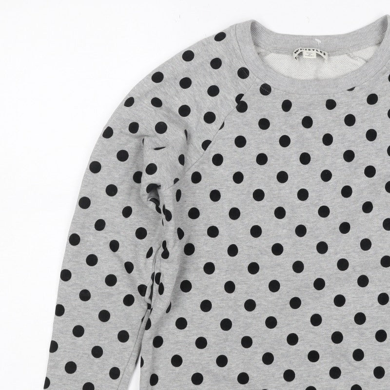 Whistles Women’s Grey Black Polka Dot XS Pullover Sweatshirt