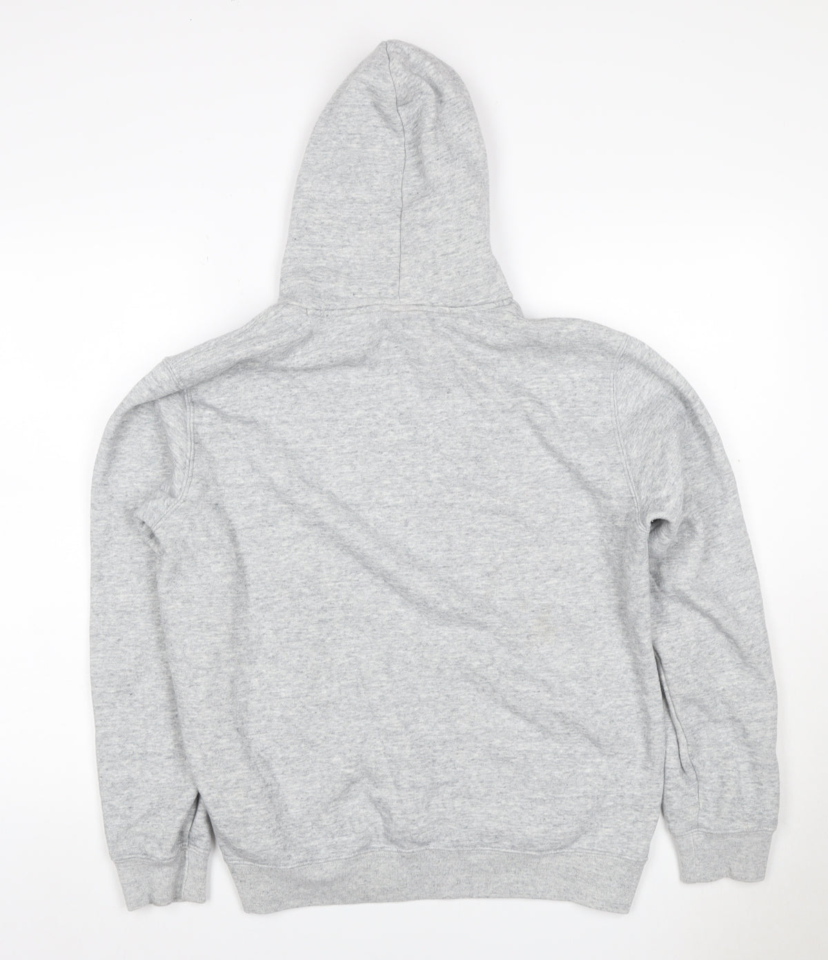 Close-up detail of Champion Women’s Grey Logo Pullover Hoodie, size L