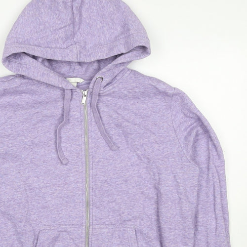 H&M Women’s Purple Marl Full Zip Hooded Hoodie Size L