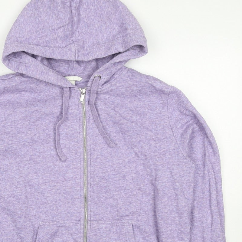 H&M Women’s Purple Marl Full Zip Hooded Hoodie Size L