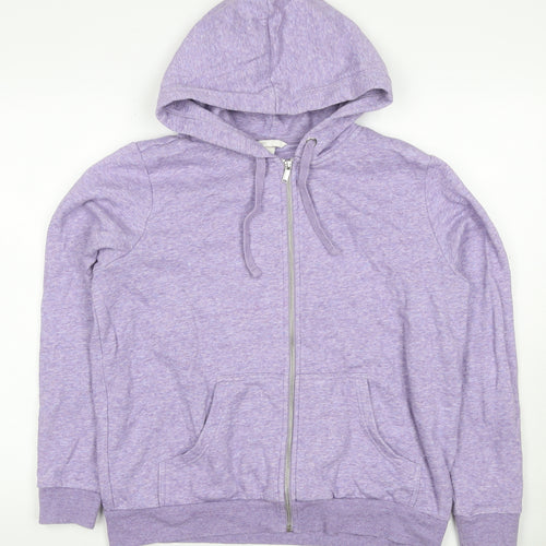 H&M Women’s Purple Marl Full Zip Hooded Hoodie Size L