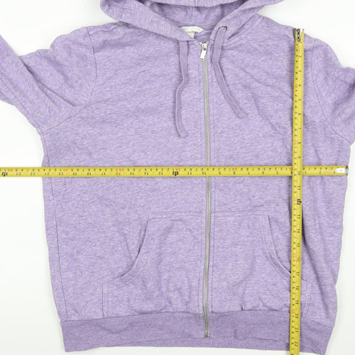 H&M Women’s Purple Marl Full Zip Hooded Hoodie Size L