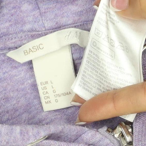H&M Women’s Purple Marl Full Zip Hooded Hoodie Size L