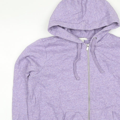 H&M Women’s Purple Marl Full Zip Hooded Hoodie Size L