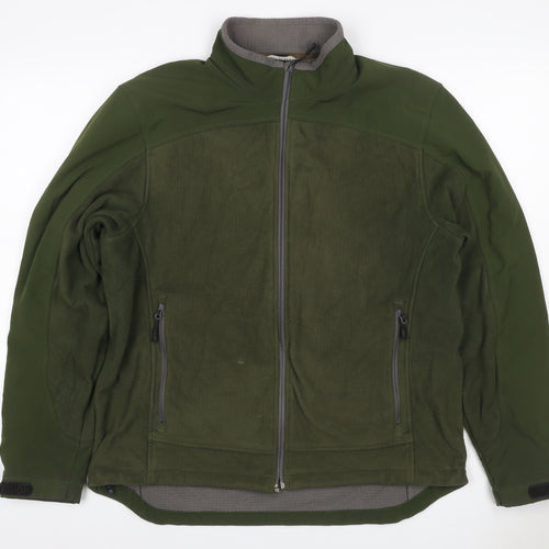 Lands' End Men Green M Softshell Fleece Full Zip Outdoor Jacket