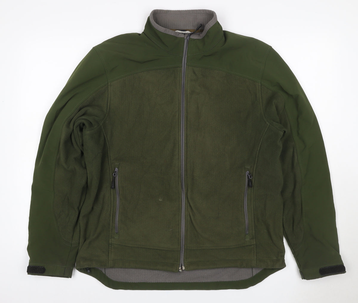 Lands' End Men Green M Softshell Fleece Full Zip Outdoor Jacket