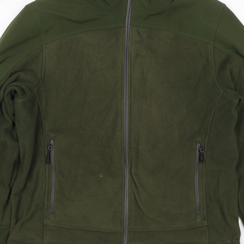 Lands' End Men Green M Softshell Fleece Full Zip Outdoor Jacket