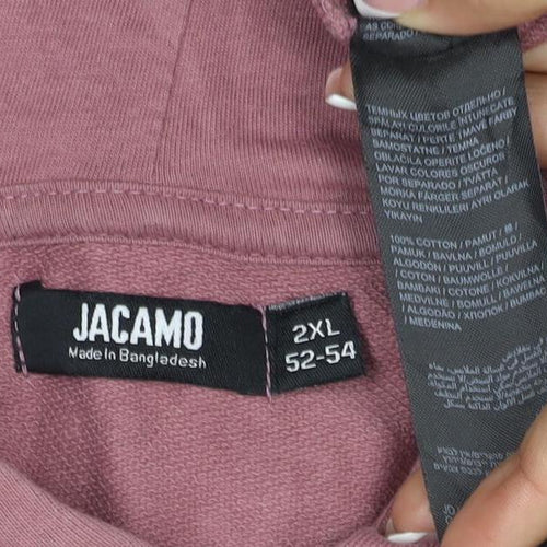 Jackamo Unisex Adults Pink 2XL Pullover Hoodie Cotton Drawstring