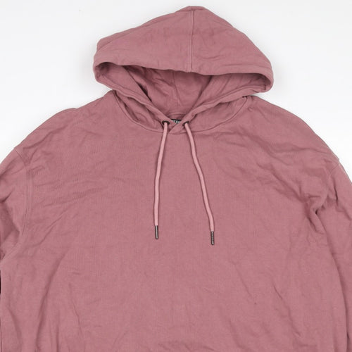 Jackamo Unisex Adults Pink 2XL Pullover Hoodie Cotton Drawstring
