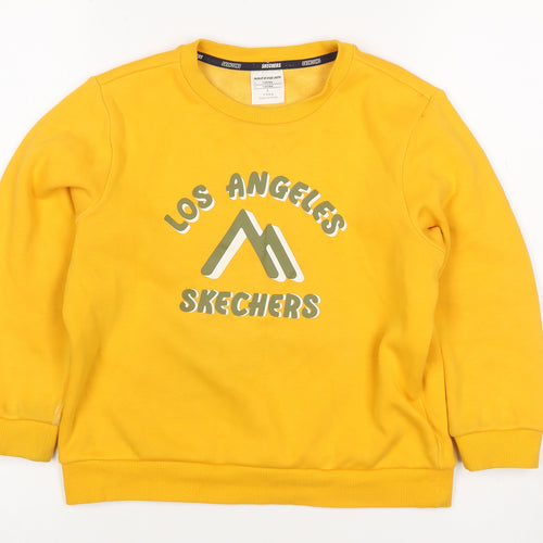 Skechers Girls Yellow Logo Pullover Sweatshirt Size 8 Years Fleece