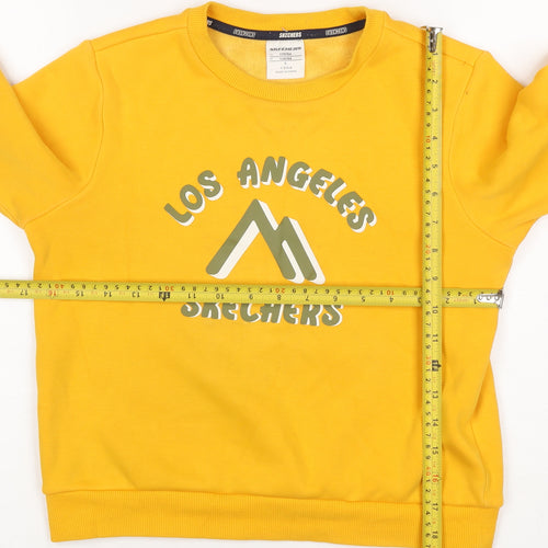 Skechers Girls Yellow Logo Pullover Sweatshirt Size 8 Years Fleece