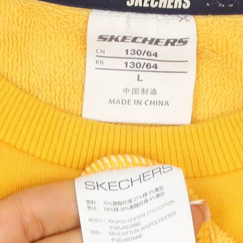 Skechers Girls Yellow Logo Pullover Sweatshirt Size 8 Years Fleece