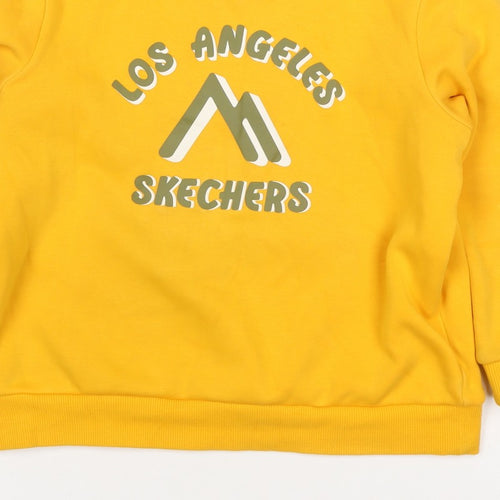 Skechers Girls Yellow Logo Pullover Sweatshirt Size 8 Years Fleece