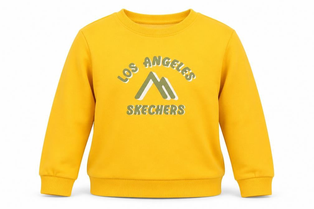Skechers Girls Yellow Logo Pullover Sweatshirt Size 8 Years Fleece