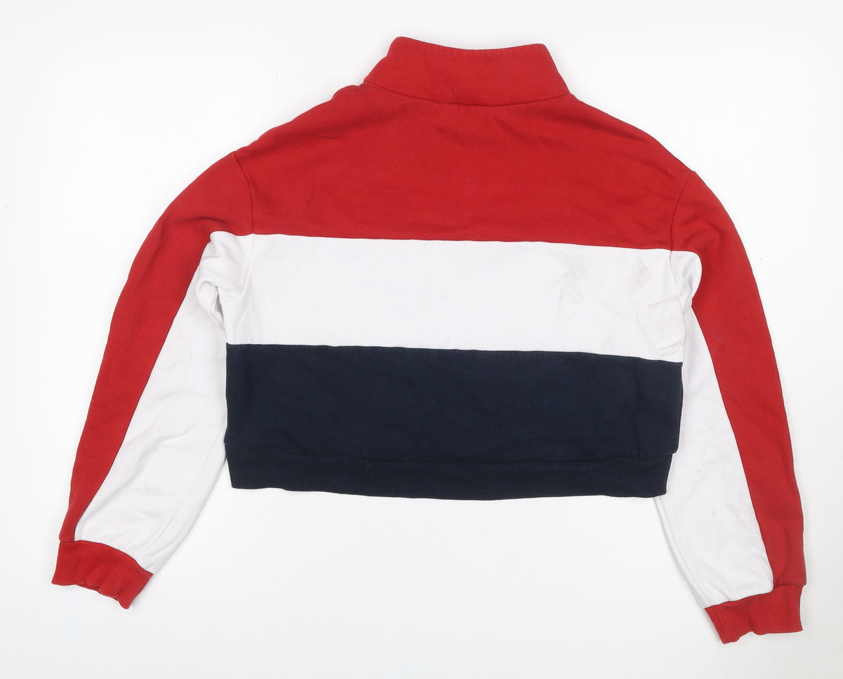 Close-up detail of H&M Women Multicoloured S Brooklyn 1/4 Zip Colourblock Sweatshirt