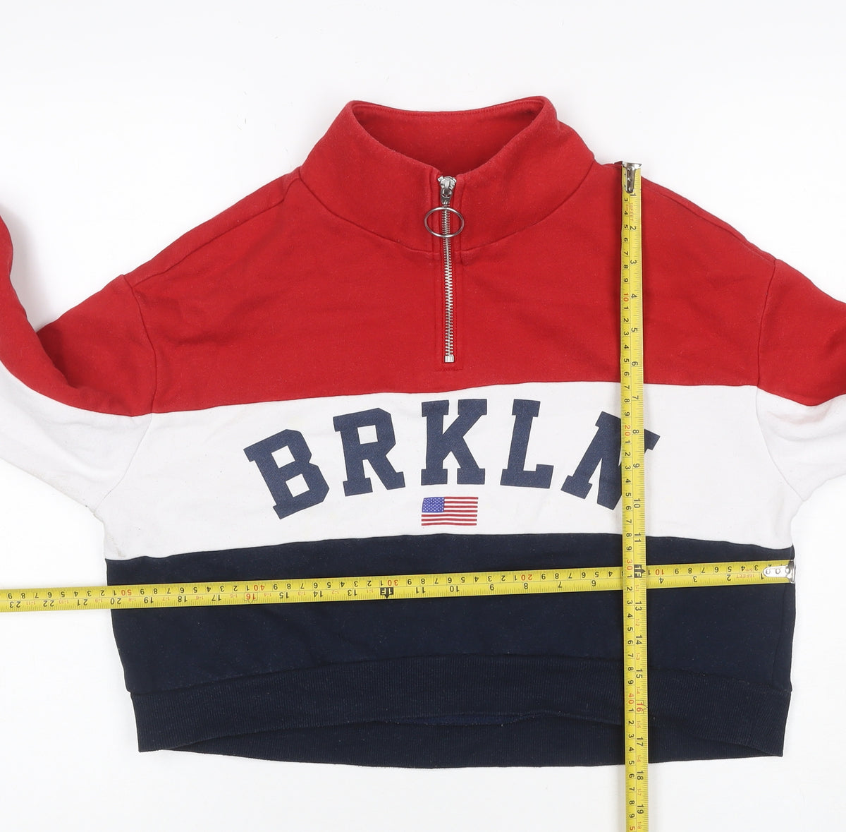 Brand and care label for H&M Women Multicoloured S Brooklyn 1/4 Zip Colourblock Sweatshirt