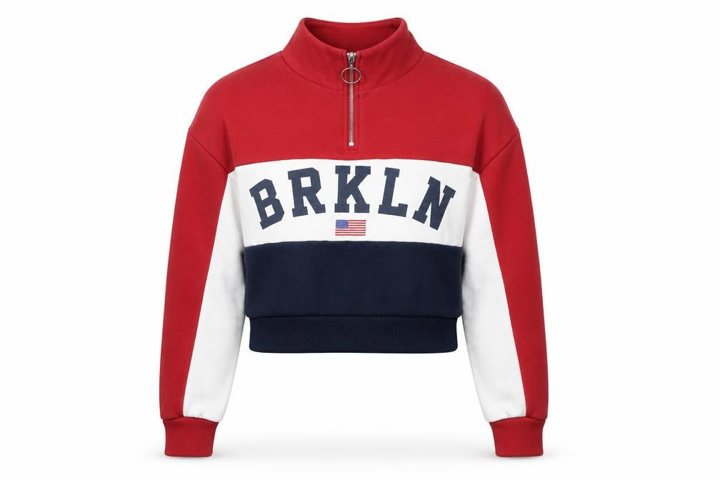 Front view of H&M Women Multicoloured S Brooklyn 1/4 Zip Colourblock Sweatshirt
