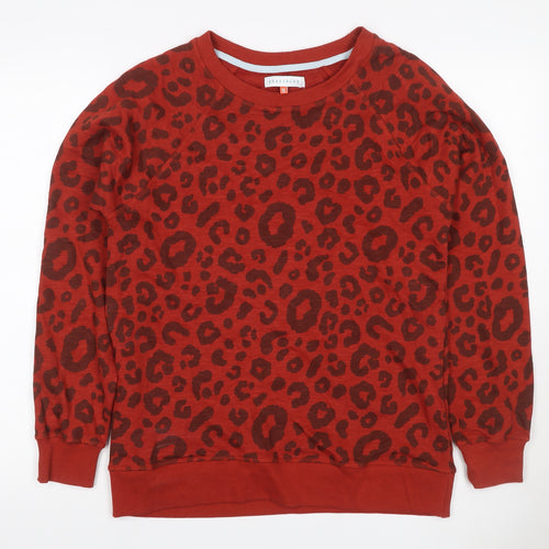 Brakeburn Women’s Red Leopard Print Pullover Sweatshirt UK 10