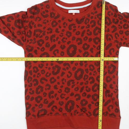 Brakeburn Women’s Red Leopard Print Pullover Sweatshirt UK 10