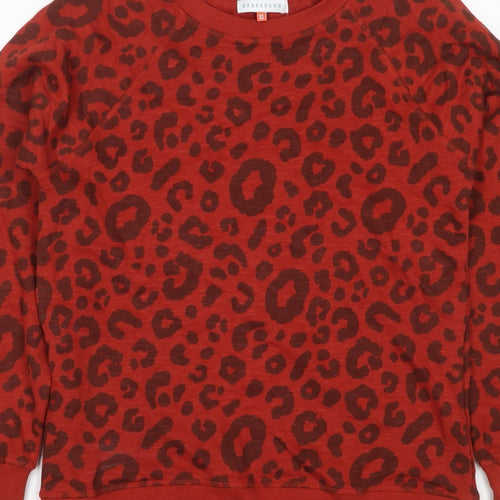 Brakeburn Women’s Red Leopard Print Pullover Sweatshirt UK 10