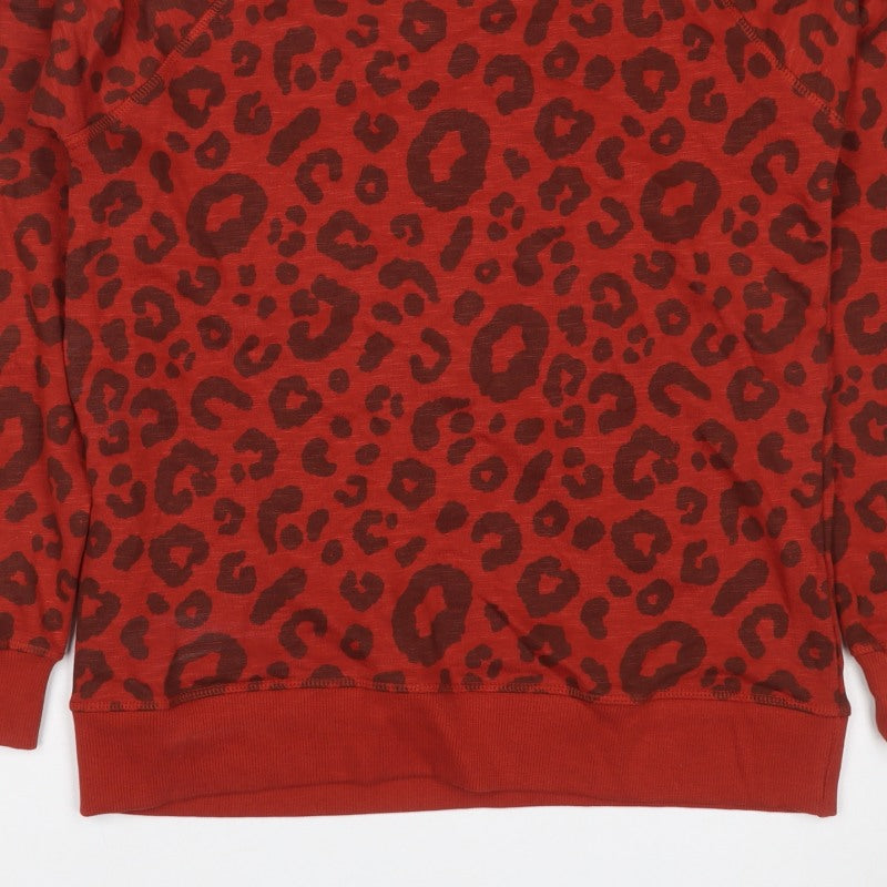 Brakeburn Women’s Red Leopard Print Pullover Sweatshirt UK 10
