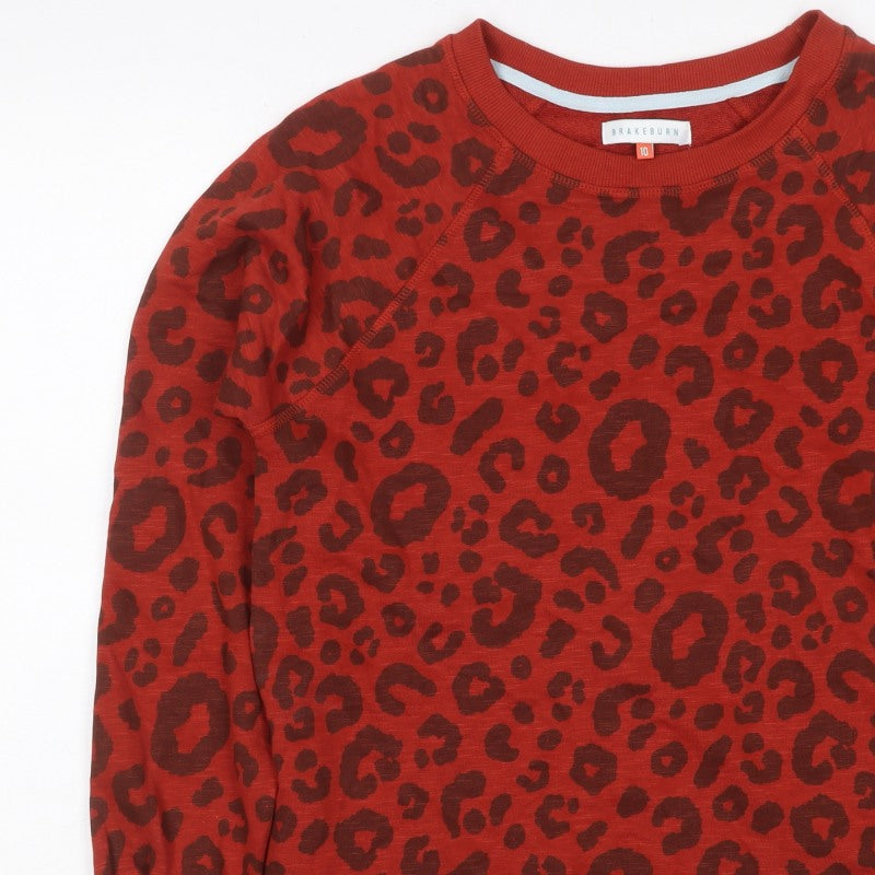 Brakeburn Women’s Red Leopard Print Pullover Sweatshirt UK 10