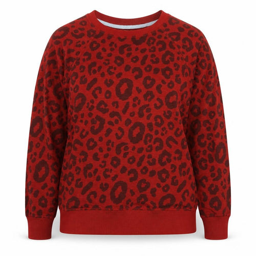Brakeburn Women’s Red Leopard Print Pullover Sweatshirt UK 10