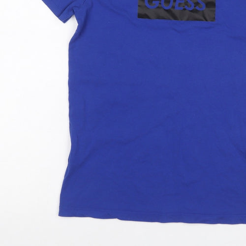 Guess Kids Boys Blue Black Logo Mesh Sleeve T-Shirt Age 12 Years Jersey