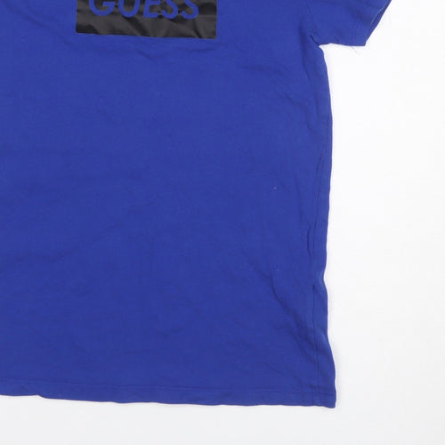 Guess Kids Boys Blue Black Logo Mesh Sleeve T-Shirt Age 12 Years Jersey