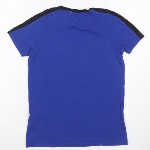 Guess Kids Boys Blue Black Logo Mesh Sleeve T-Shirt Age 12 Years Jersey
